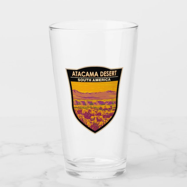 Atacama Desert Sunset South America Travel Vintage Glass (Front)