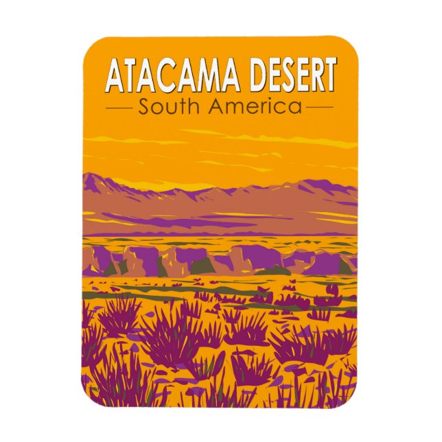 Atacama Desert Sunset South America Travel Vintage Magnet (Vertical)