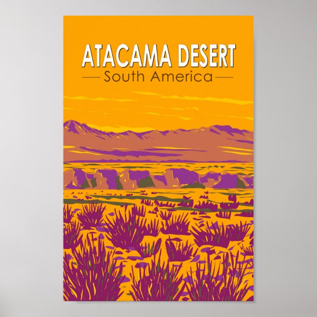 Atacama Desert Sunset South America Travel Vintage Poster (Front)