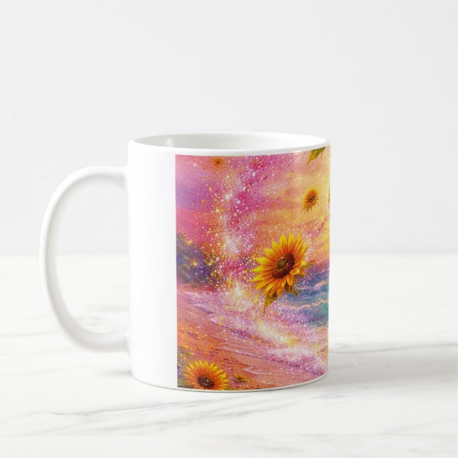Atardecer de Paz Infinita: Girasoles Mágicos  Coffee Mug (Left)