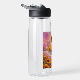Atardecer de Paz Infinita: Girasoles Mágicos  Water Bottle