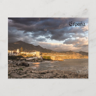 atardecer en la playa de Nerja en Málaga Postcard