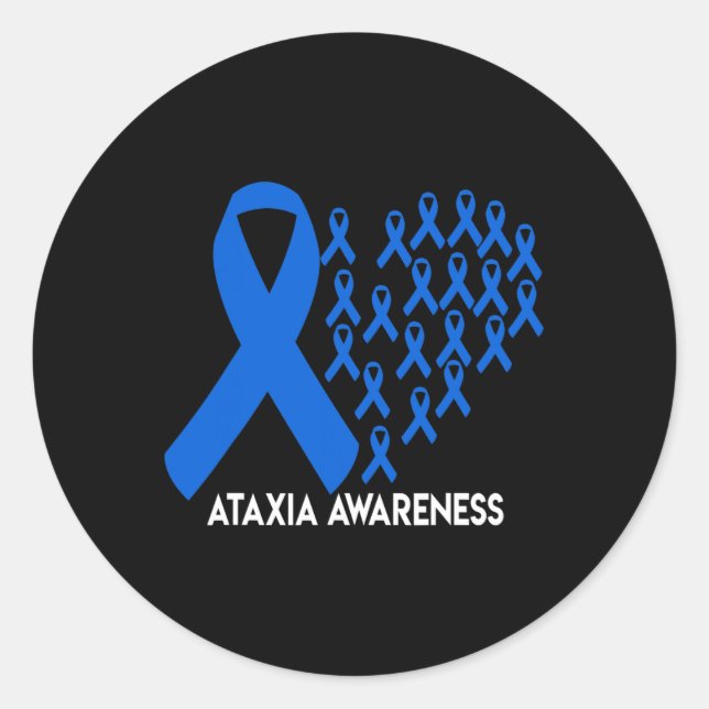 Ataxia Awareness blue ribbon Gift  Classic Round Sticker (Front)
