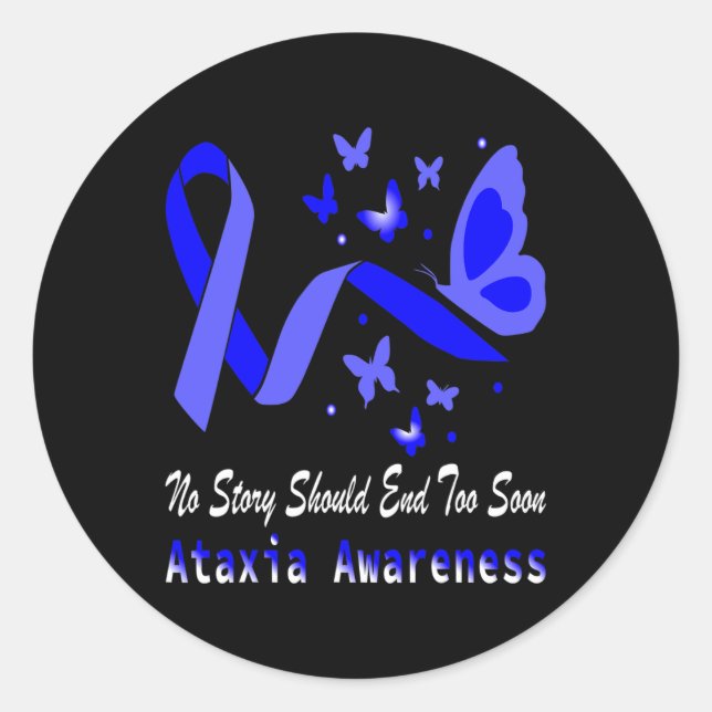 Ataxia Awareness Butterfly Support  Classic Round Sticker (Front)
