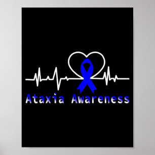 Ataxia Awareness Heartbeat Warrior Support T-Shirt Poster
