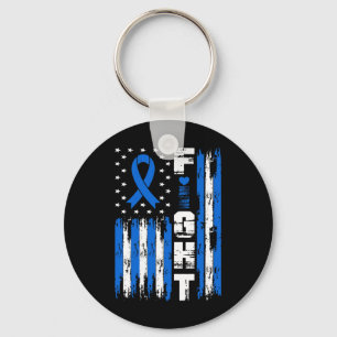 Ataxia Awareness Patriotic Usa American Flag Blue Key Ring