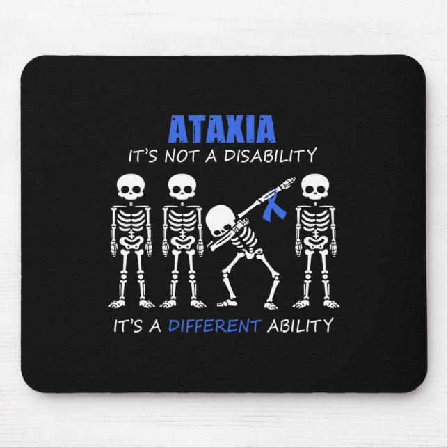 Ataxia It's not a disability  dabbing skeleton  Mouse Pad (Front)