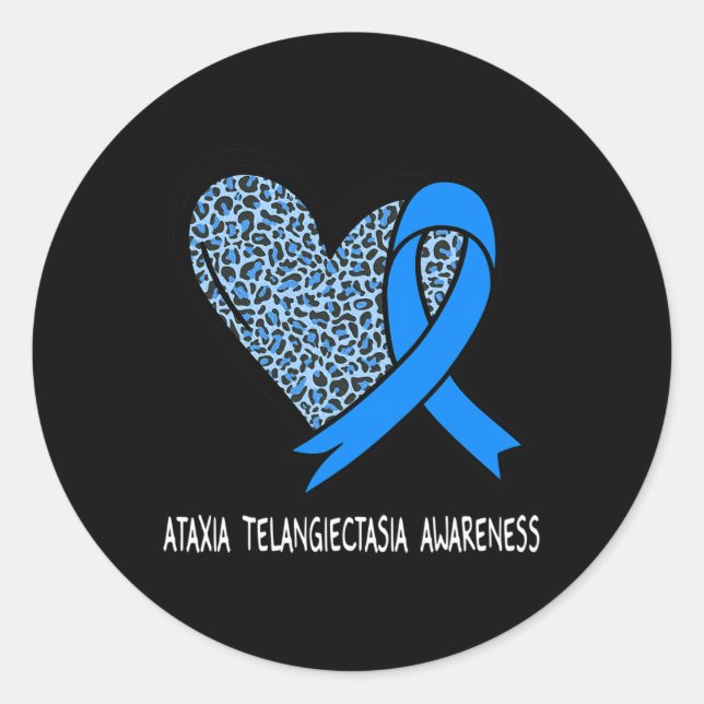 Ataxia Telangiectasia Awareness Blue Ribbon  Classic Round Sticker (Front)