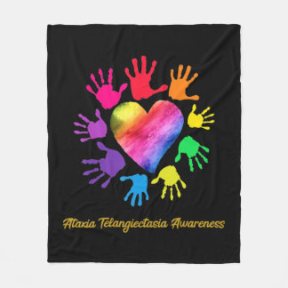Ataxia Telangiectasia Awareness Hands Ataxia Telan Fleece Blanket