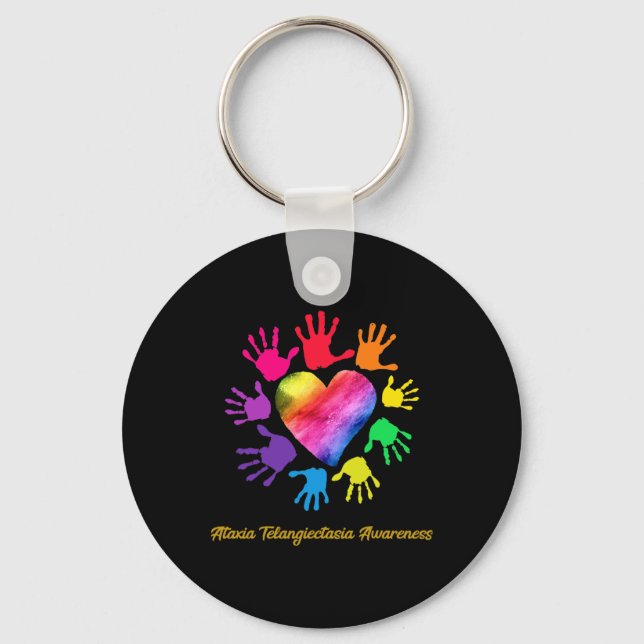 Ataxia Telangiectasia Awareness Hands Ataxia Telan Key Ring (Front)