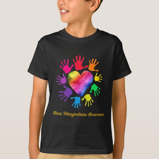 Ataxia Telangiectasia Awareness Hands Ataxia Telan T-Shirt (Front)