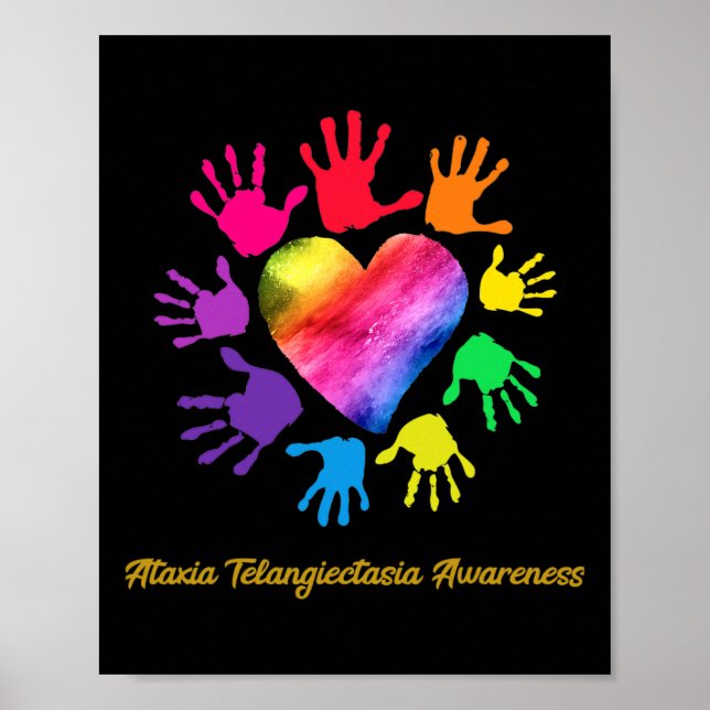 Ataxia Telangiectasia Awareness Peace Love Hope Bl Poster (Front)