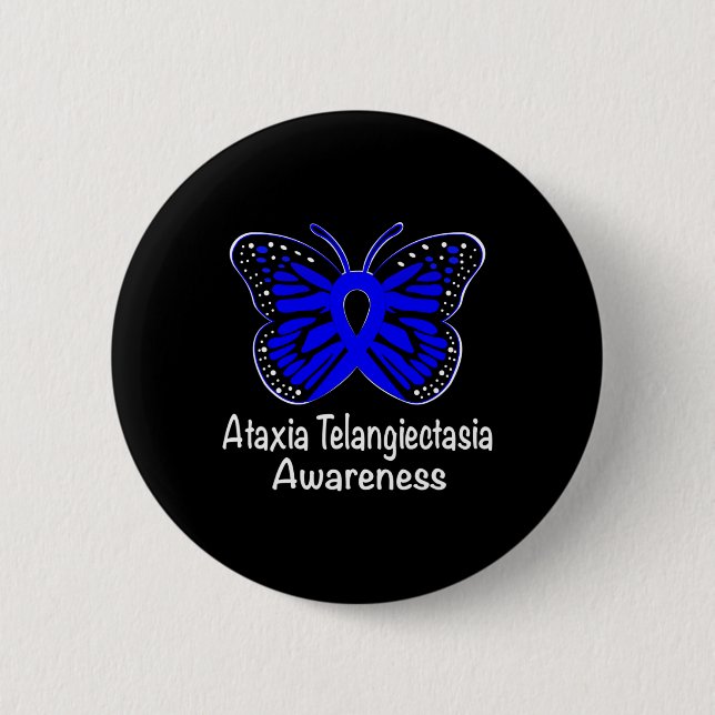 Ataxia Telangiectasia Awareness Warrior Support Bl 6 Cm Round Badge (Front)