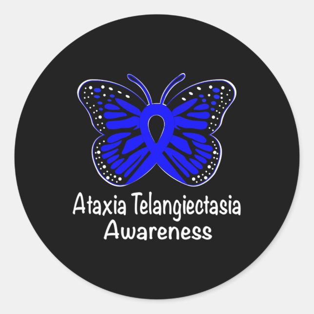 Ataxia Telangiectasia Awareness Warrior Support Bl Classic Round Sticker (Front)