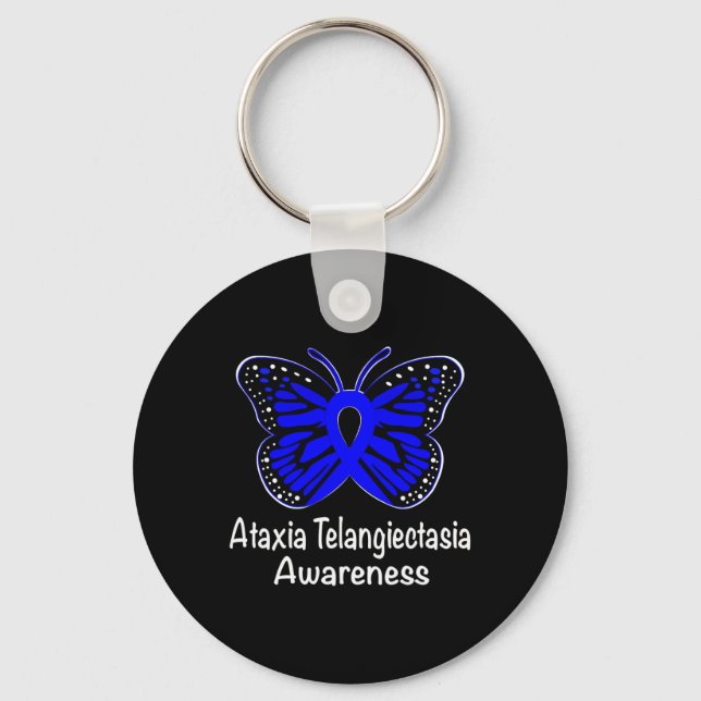 Ataxia Telangiectasia Awareness Warrior Support Bl Key Ring (Front)
