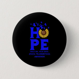 Ataxia Telangiectasia Blue Hope Vintage Sunflower 6 Cm Round Badge