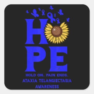 Ataxia Telangiectasia Blue Hope Vintage Sunflower  Square Sticker