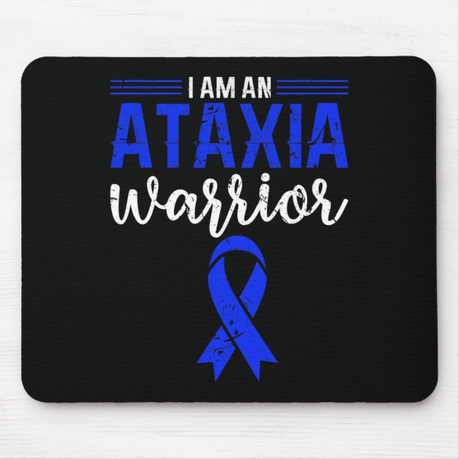 Ataxia Warrior Blue Ribbon Impaired Coordination A Mouse Pad (Front)