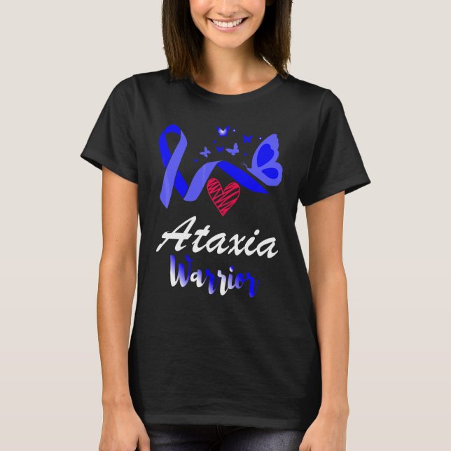 Ataxia Warrior Butterfly Awareness Support T-Shirt (Front)