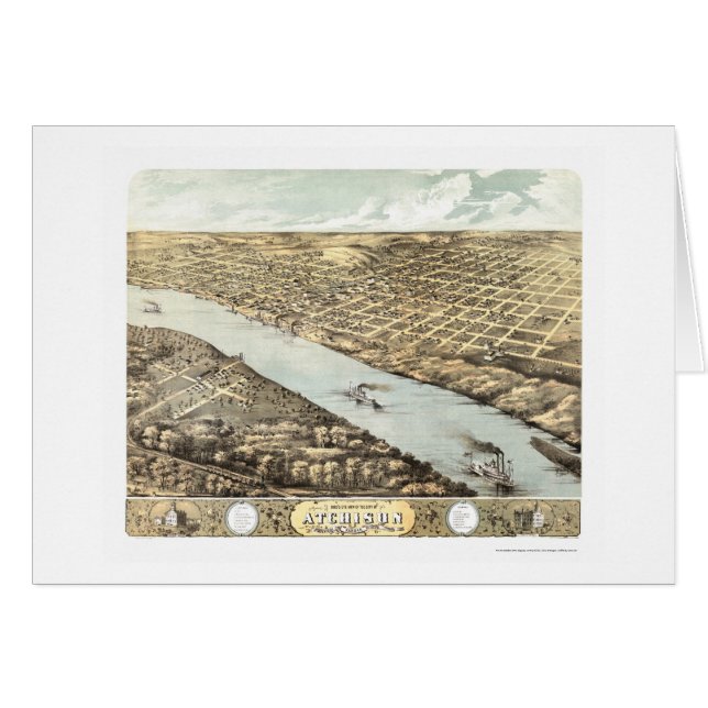 Atchison, KS Panoramic Map - 1869 (Front Horizontal)