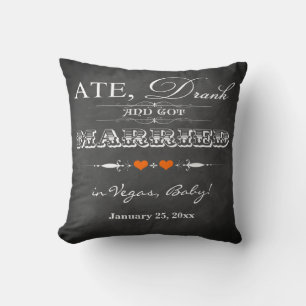 Ate, Drank and Got Married FAUX Chalkboard Pillow