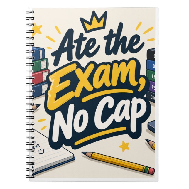 Ate the Exam, no cap notebook (Front)