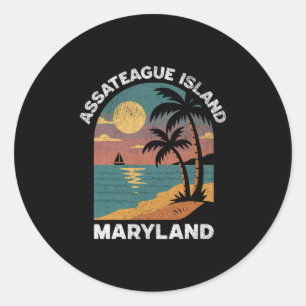 Ateague Island Maryland Vintage Sunset Souvenir Classic Round Sticker