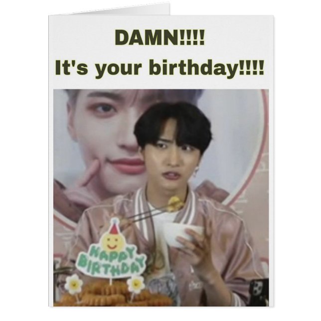'ATEEZ Seonghwa meme' Birthday Card (Front)
