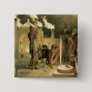Ateseh-Gah, Indians Devoted to the Cult of Fire, B 15 Cm Square Badge