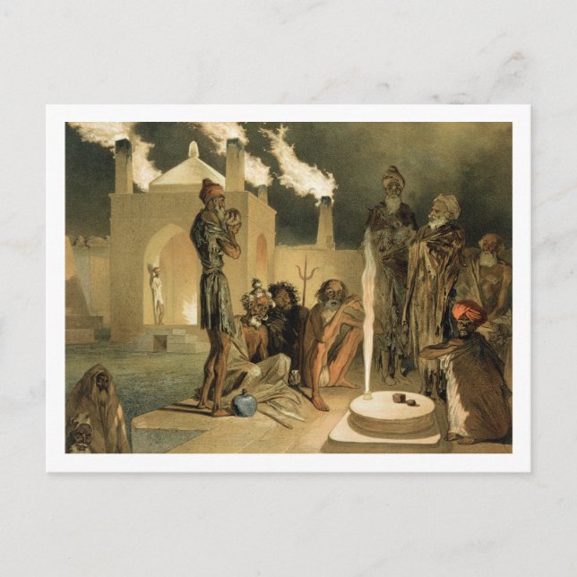 Ateseh-Gah, Indians Devoted to the Cult of Fire, B Postcard (Front)
