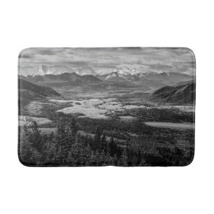 Athabasca Lookout, Monochrome Scenery Photography Bath Mat