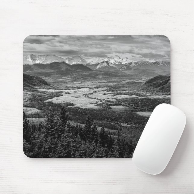 Athabasca Lookout, Monochrome Scenery Photography Mouse Pad (With Mouse)
