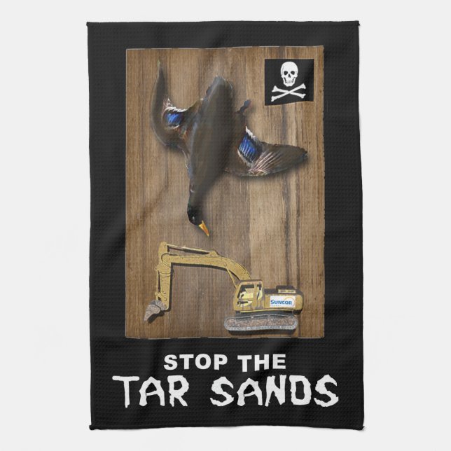 Athabasca Tar Sands Duck Mount Tea Towel (Vertical)