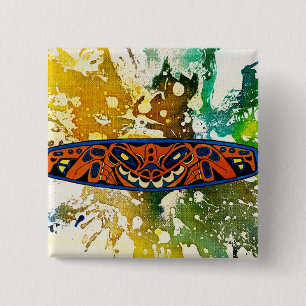 Athabascan Totem by Michael Moffa 15 Cm Square Badge