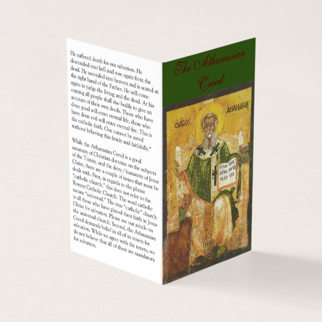 Athanasian Creed - Prayer Card (Outside)