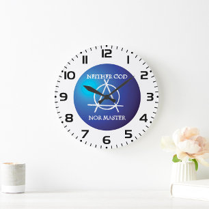 Atheism Badge Large Clock