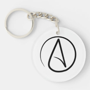 Atheism symbol: black on white key ring
