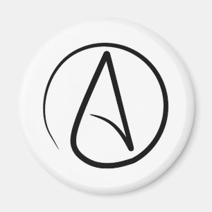 Atheism symbol: black on white magnet