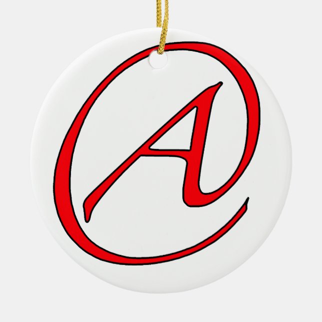 Atheist A Red on White Ornament (Front)