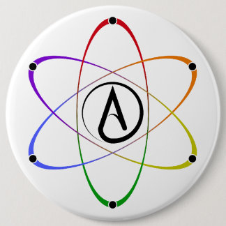 Atheist Atom Symbol Rainbow 6 Cm Round Badge
