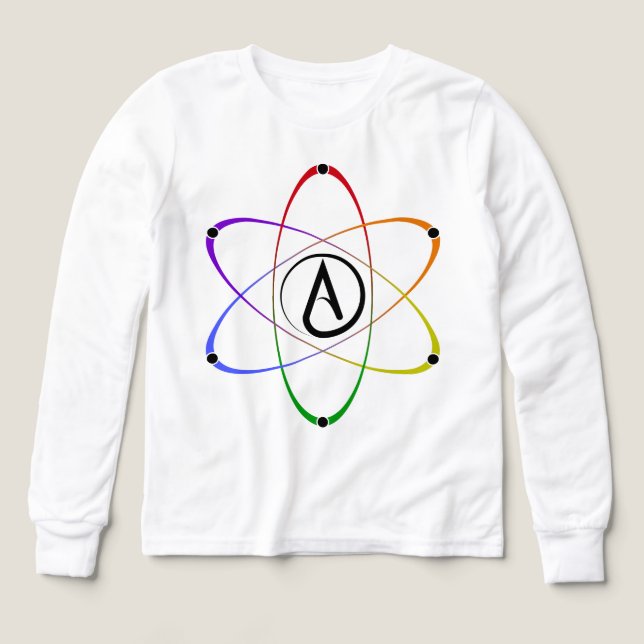 Atheist Atom Symbol Rainbow Black (Design Front)