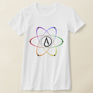 Atheist Atom Symbol Rainbow Black T-Shirt