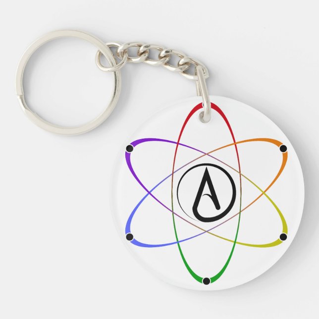 Atheist Atom Symbol Rainbow Key Ring (Front)