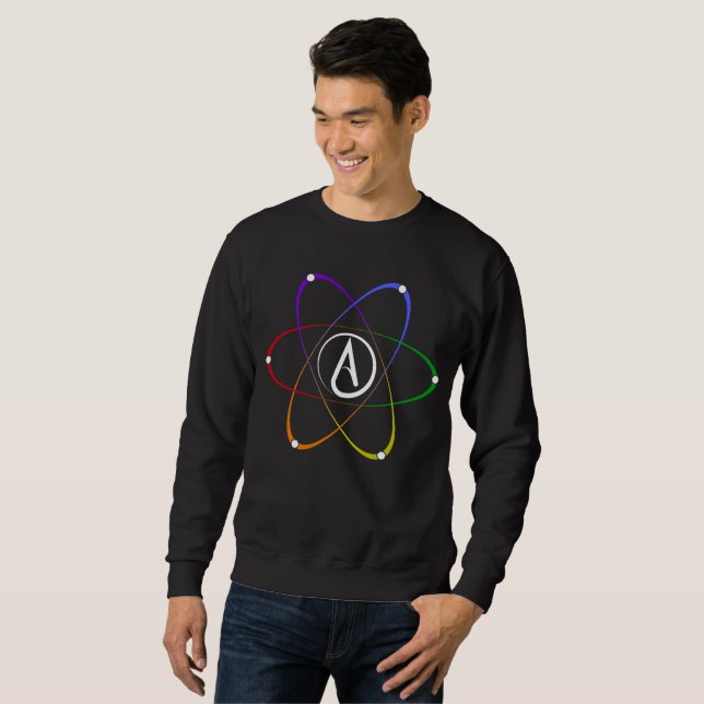 Atheist Atom Symbol Rainbow White Sweatshirt (Front Full)