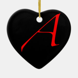 Atheist Simple A Red on Black Heart Ornament