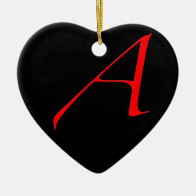 Atheist Simple A Red on Black Heart Ornament (Front)