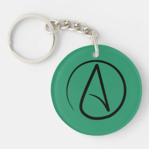 Atheist symbol: black on green key ring