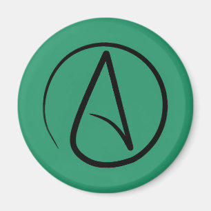Atheist symbol: black on green magnet