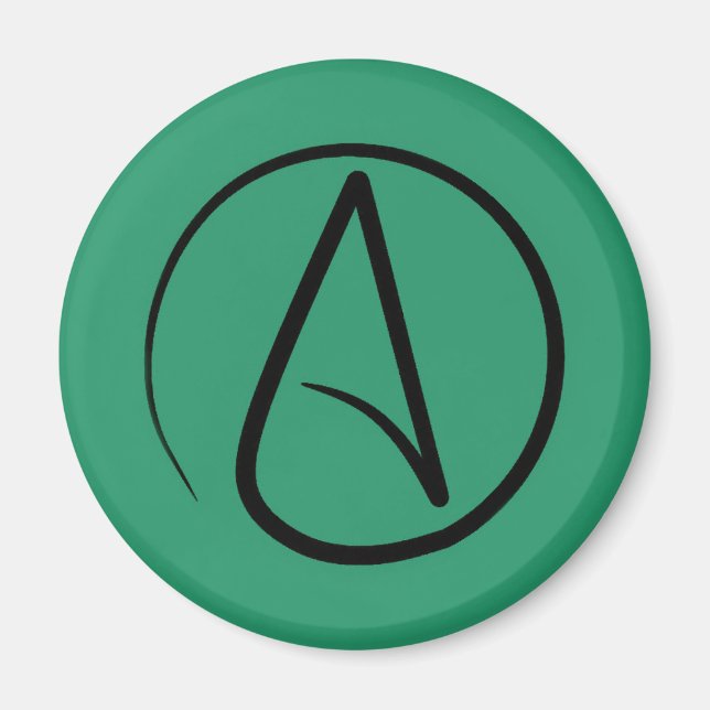 Atheist symbol: black on green magnet (Front)