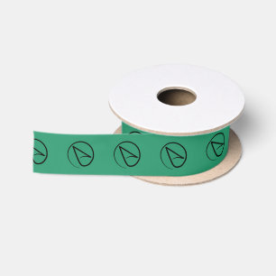 Atheist symbol: black on green satin ribbon